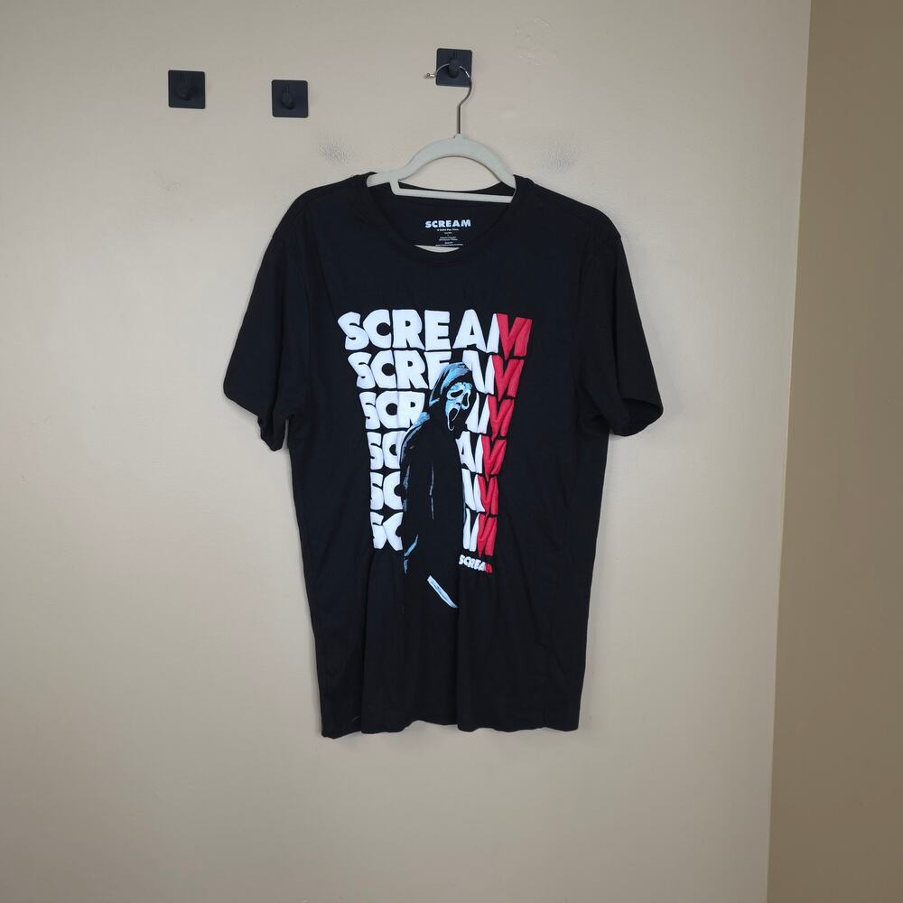 Scream Puffy Print Short Sleeve Crewneck Tee in Black Size L